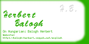 herbert balogh business card
